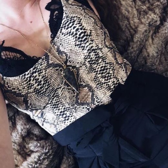 Function & Fringe Tops - SNAKE PRINTED BODYSUIT